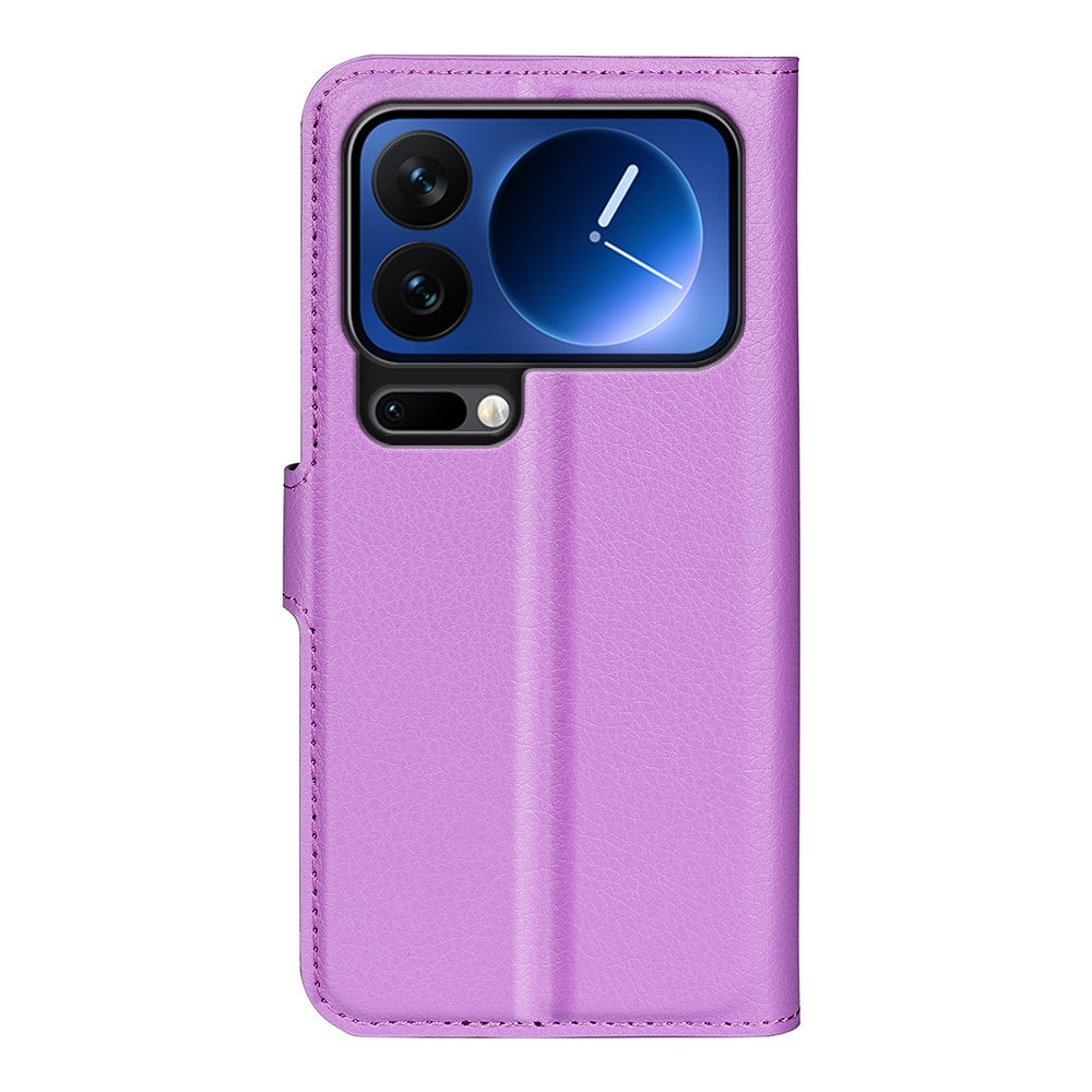 AMORUS For Xiaomi 17 Pro Max Wallet Case Litchi Texture Shockproof Leather Flip Stand Phone Cover - Purple