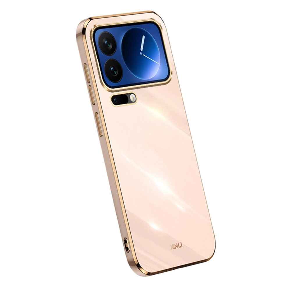 Bulk Purchasing XINLI For Xiaomi 17 Pro Case TPU Phone Cover with Electroplating Frame - Pink