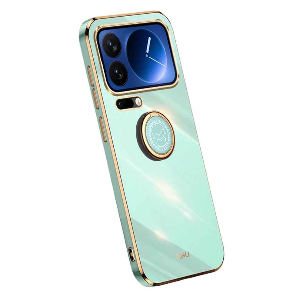 Bulk Purchasing XINLI For Xiaomi 17 Pro Case Ring Kickstand Electroplating TPU Phone Cover - Cyan