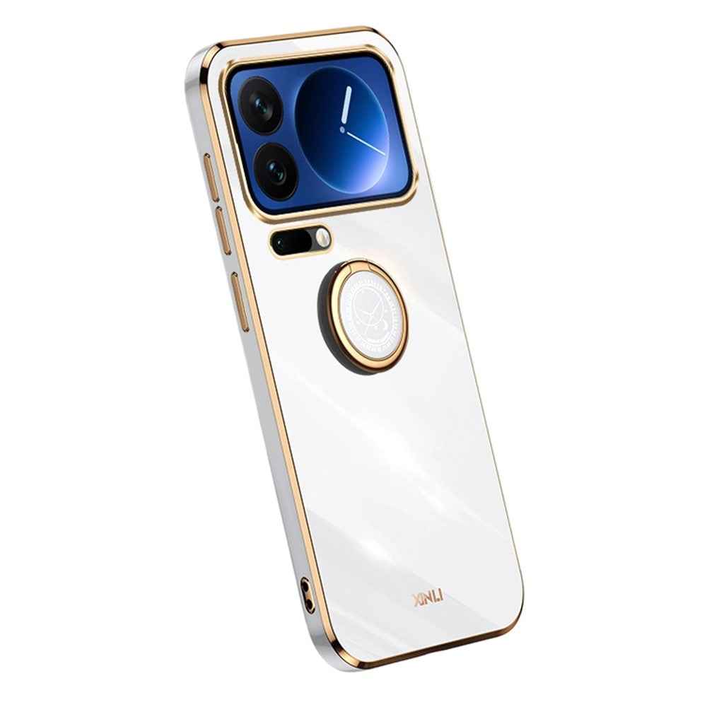 Bulk Purchasing XINLI For Xiaomi 17 Pro Case Ring Kickstand Electroplating TPU Phone Cover - White