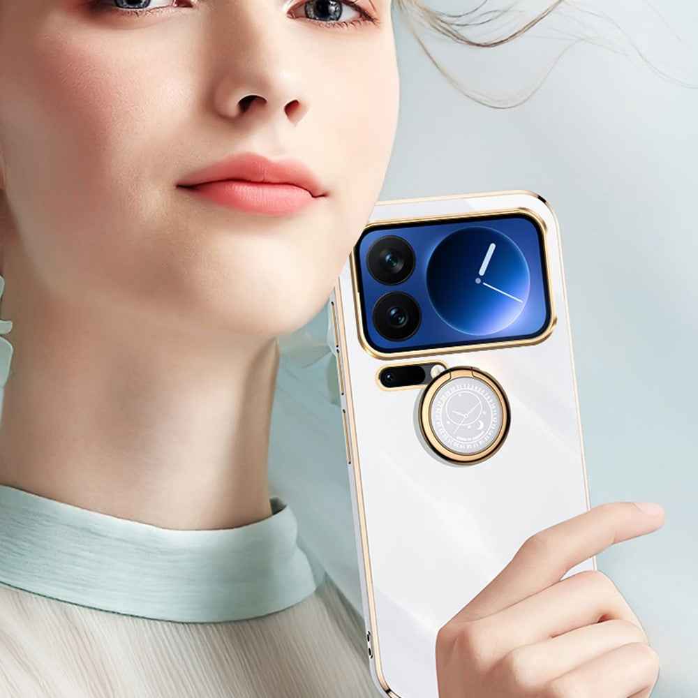 Bulk Purchasing XINLI For Xiaomi 17 Pro Case Ring Kickstand Electroplating TPU Phone Cover - White