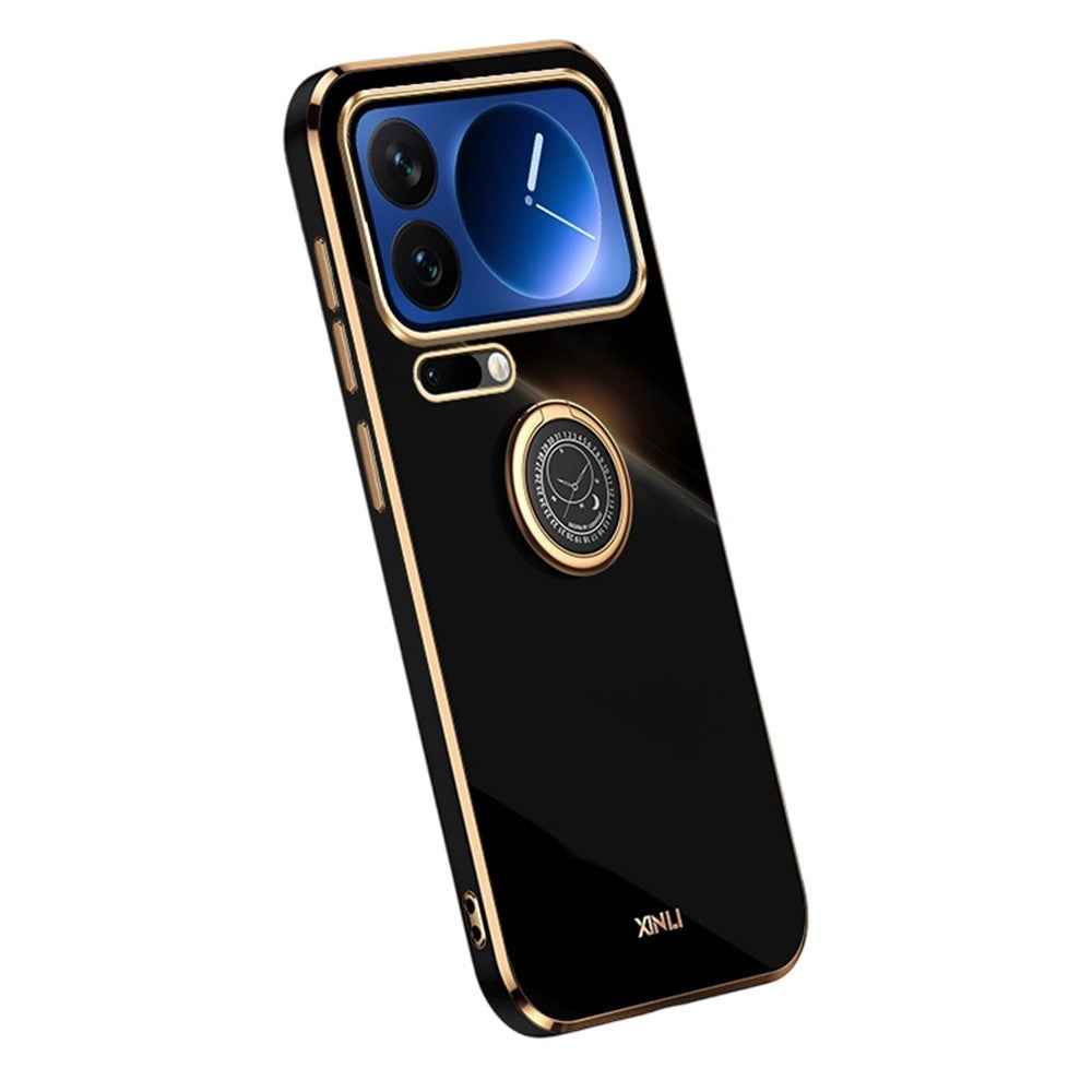 Bulk Purchasing XINLI For Xiaomi 17 Pro Case Ring Kickstand Electroplating TPU Phone Cover - Black
