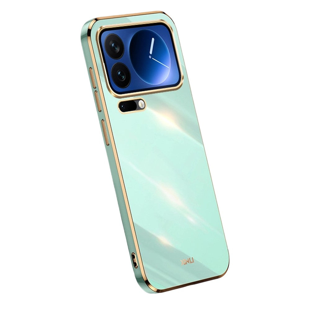 Bulk Purchasing XINLI For Xiaomi 17 Pro Max Case TPU Phone Cover with Electroplating Frame - Cyan