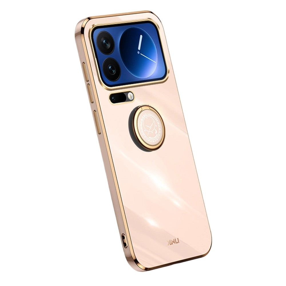 Bulk Purchasing XINLI For Xiaomi 17 Pro Max Case Ring Kickstand Electroplating TPU Phone Cover - Pink