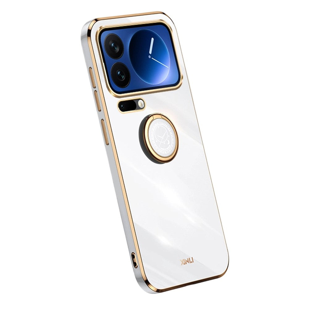 Bulk Purchasing XINLI For Xiaomi 17 Pro Max Case Ring Kickstand Electroplating TPU Phone Cover - White