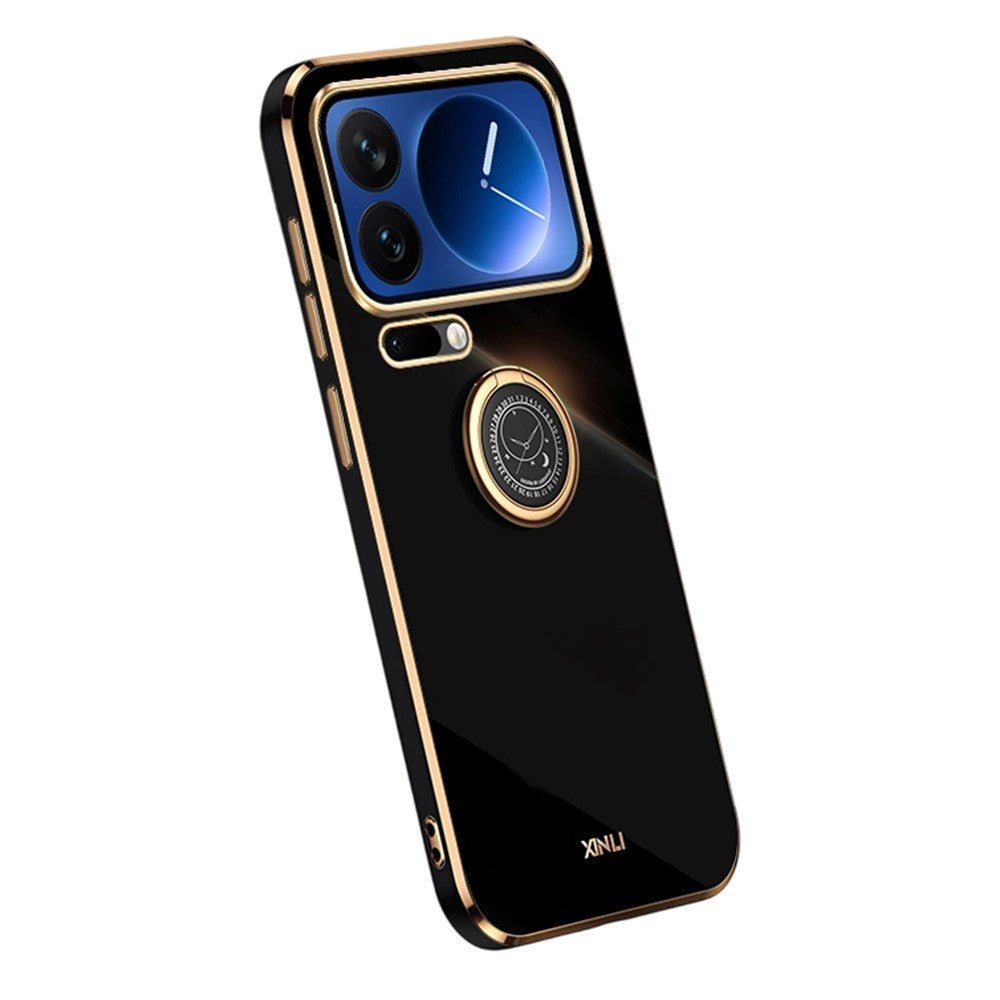 Bulk Purchasing XINLI For Xiaomi 17 Pro Max Case Ring Kickstand Electroplating TPU Phone Cover - Black