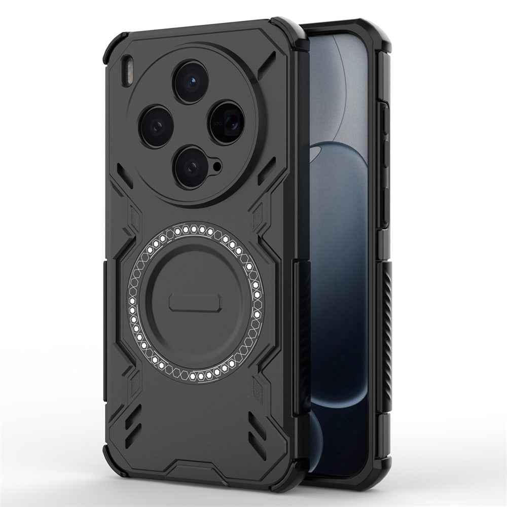 For vivo X300 5G Magnetic Case Butterfly Armor Hollow Heat Dissipation PC + TPU Phone Cover - Black