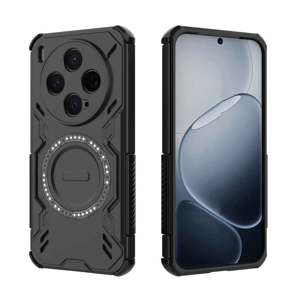 For vivo X300 5G Magnetic Case Butterfly Armor Hollow Heat Dissipation PC + TPU Phone Cover - Black