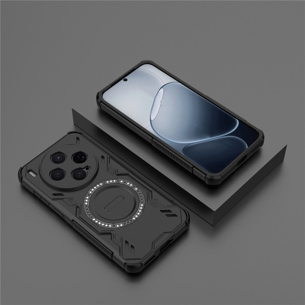 For vivo X300 5G Magnetic Case Butterfly Armor Hollow Heat Dissipation PC + TPU Phone Cover - Black