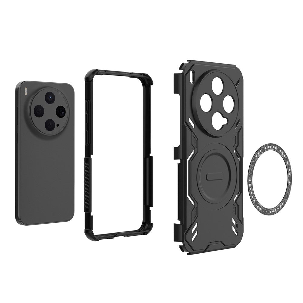 For vivo X300 5G Magnetic Case Butterfly Armor Hollow Heat Dissipation PC + TPU Phone Cover - Blue