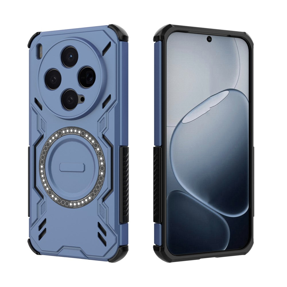 For vivo X300 5G Magnetic Case Butterfly Armor Hollow Heat Dissipation PC + TPU Phone Cover - Blue
