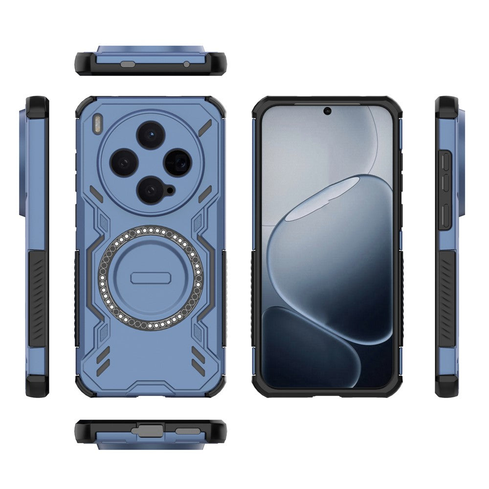 For vivo X300 5G Magnetic Case Butterfly Armor Hollow Heat Dissipation PC + TPU Phone Cover - Blue
