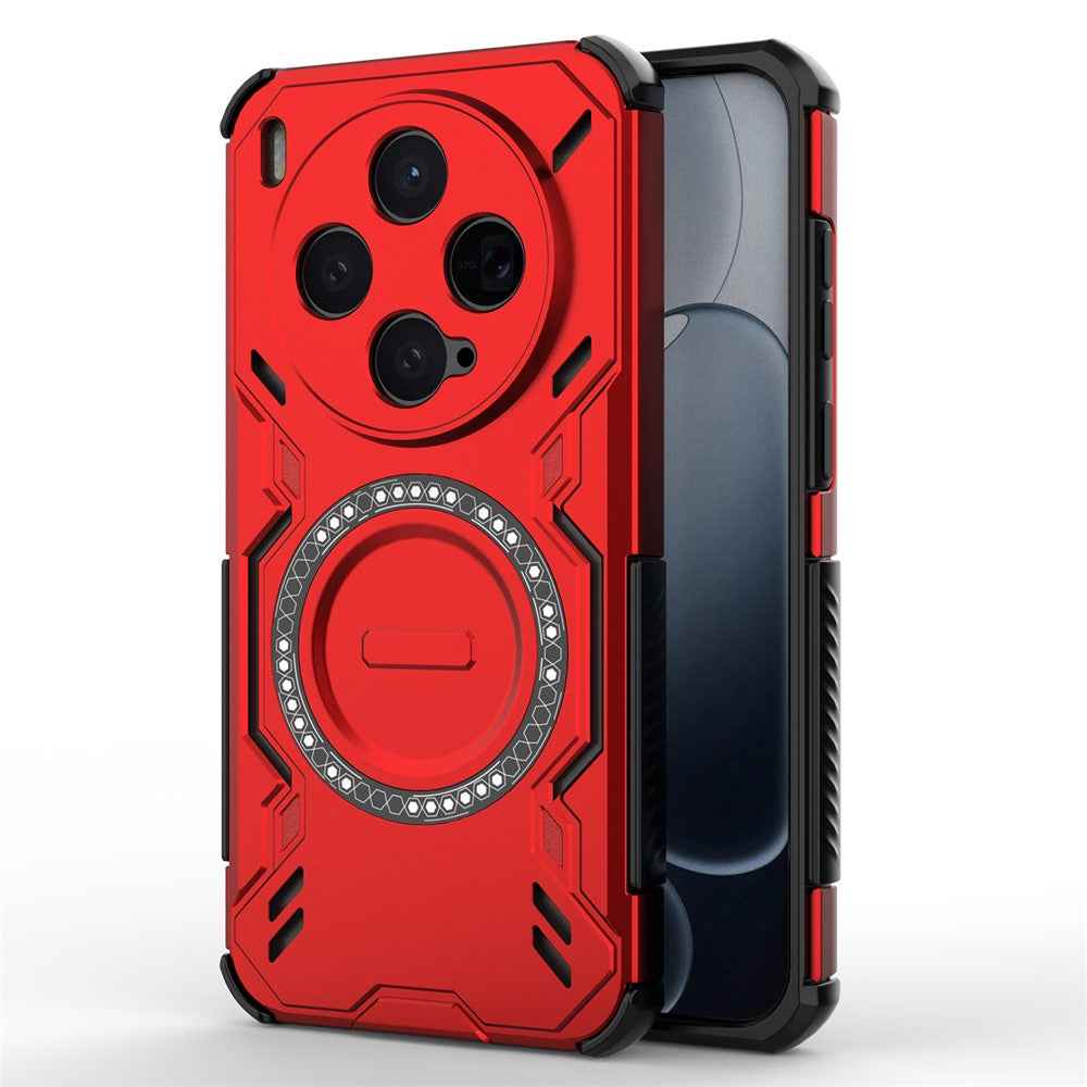 For vivo X300 5G Magnetic Case Butterfly Armor Hollow Heat Dissipation PC + TPU Phone Cover - Red