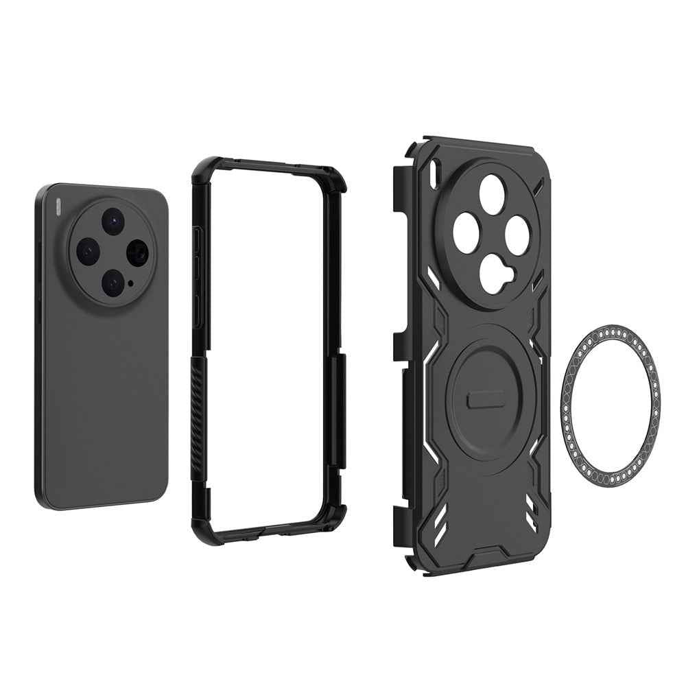 For vivo X300 5G Magnetic Case Butterfly Armor Hollow Heat Dissipation PC + TPU Phone Cover - Red