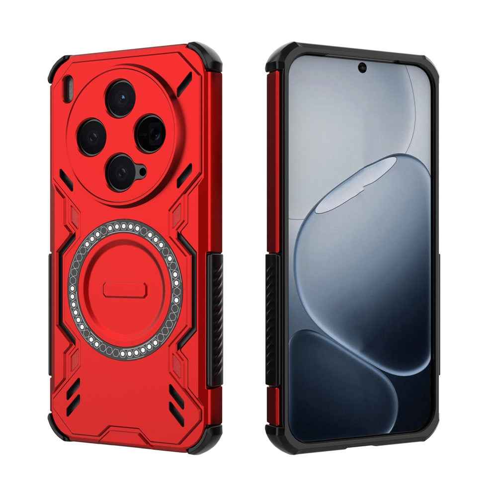 For vivo X300 5G Magnetic Case Butterfly Armor Hollow Heat Dissipation PC + TPU Phone Cover - Red