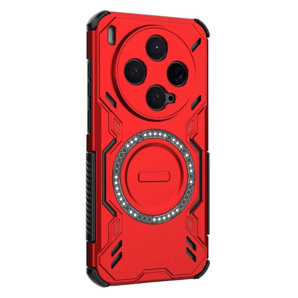For vivo X300 5G Magnetic Case Butterfly Armor Hollow Heat Dissipation PC + TPU Phone Cover - Red