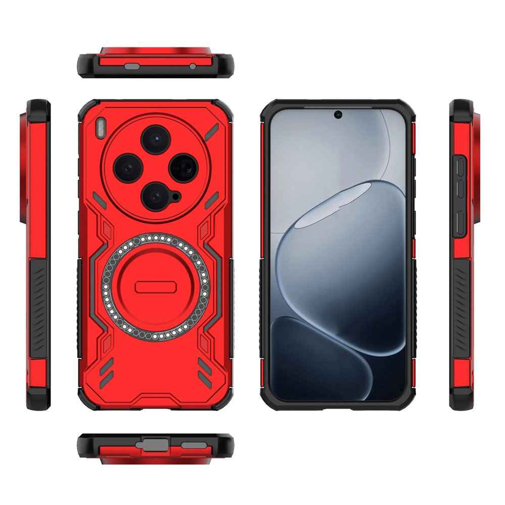 For vivo X300 5G Magnetic Case Butterfly Armor Hollow Heat Dissipation PC + TPU Phone Cover - Red