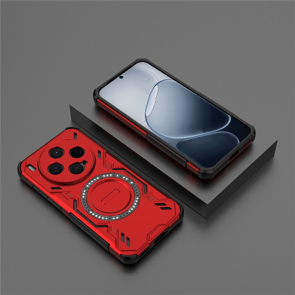 For vivo X300 5G Magnetic Case Butterfly Armor Hollow Heat Dissipation PC + TPU Phone Cover - Red