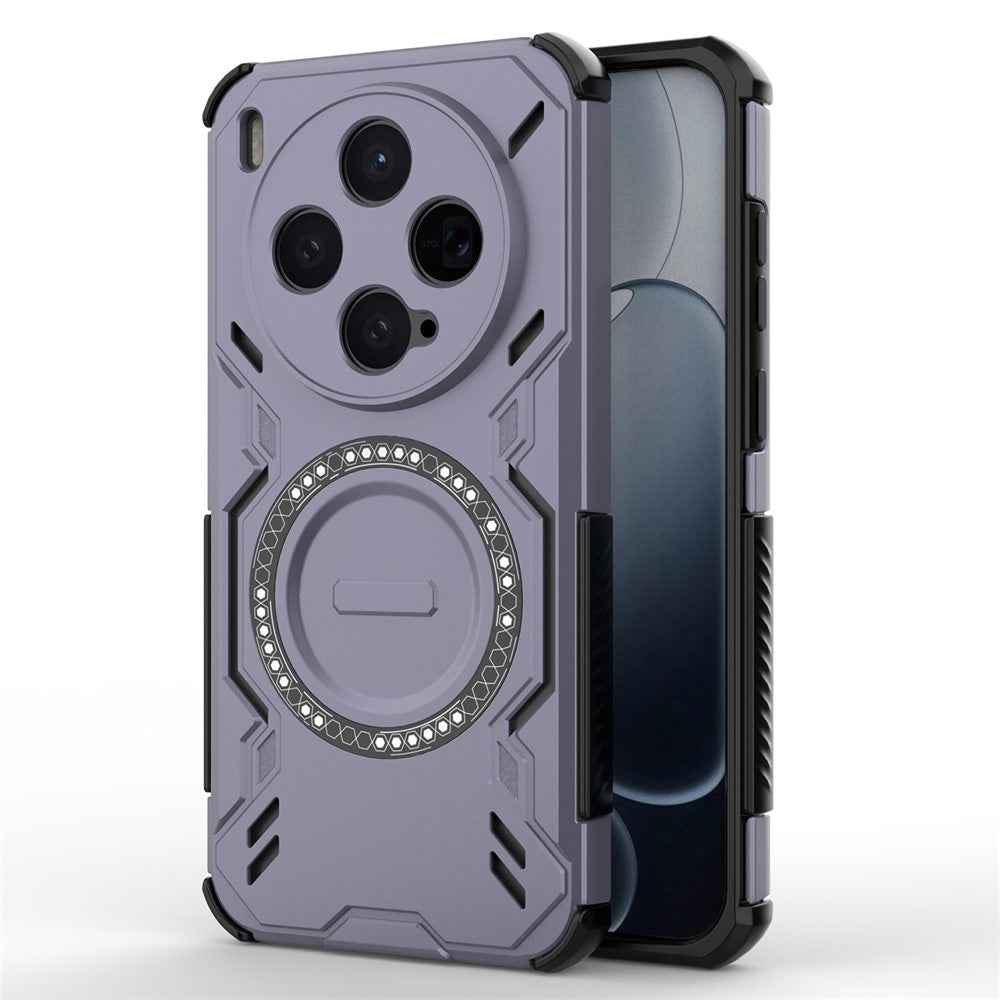 For vivo X300 5G Magnetic Case Butterfly Armor Hollow Heat Dissipation PC + TPU Phone Cover - Purple