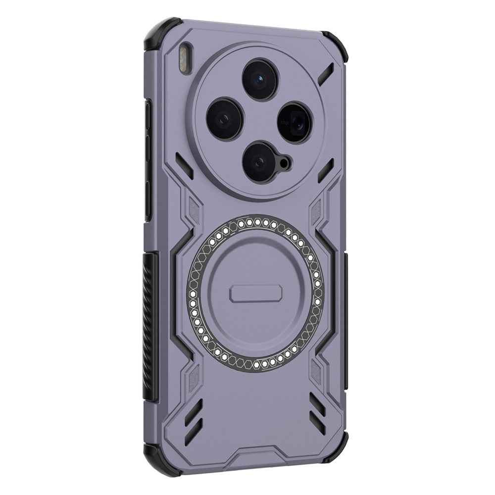 For vivo X300 5G Magnetic Case Butterfly Armor Hollow Heat Dissipation PC + TPU Phone Cover - Purple