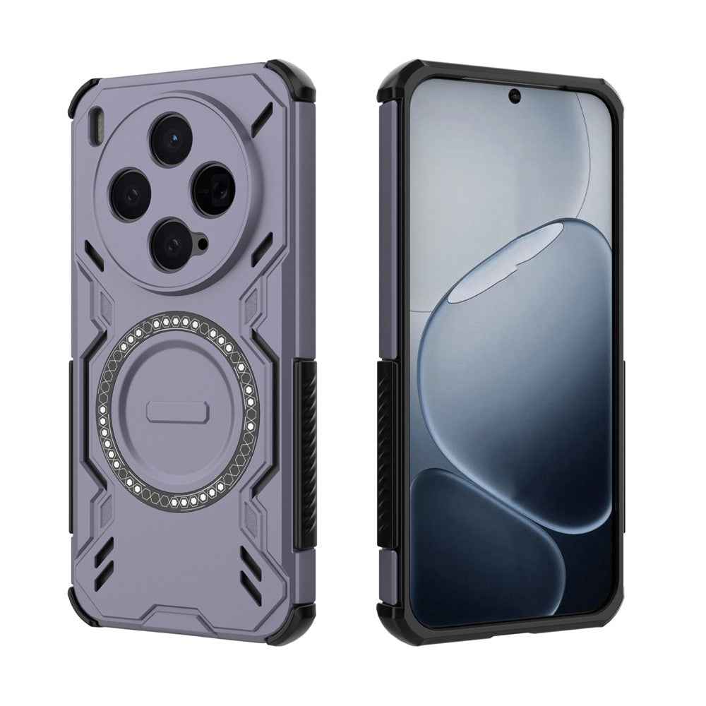 For vivo X300 5G Magnetic Case Butterfly Armor Hollow Heat Dissipation PC + TPU Phone Cover - Purple