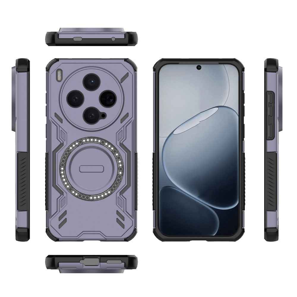 For vivo X300 5G Magnetic Case Butterfly Armor Hollow Heat Dissipation PC + TPU Phone Cover - Purple