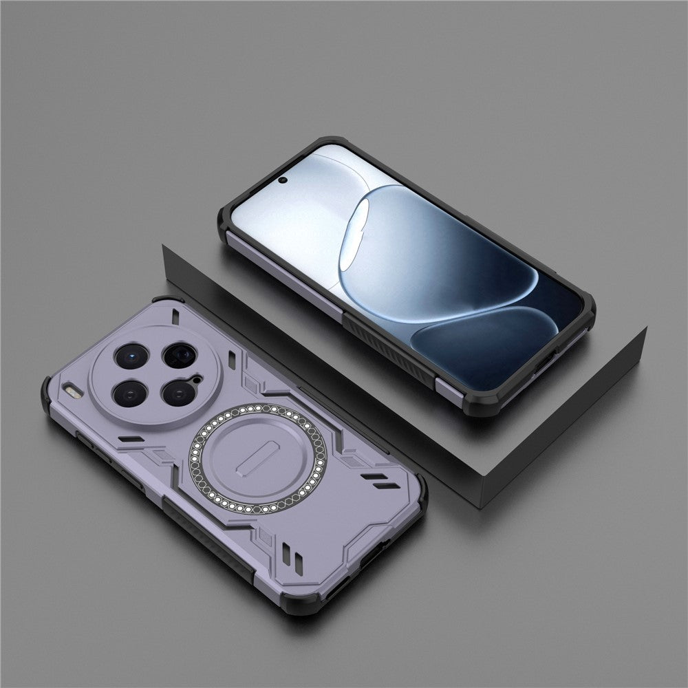For vivo X300 5G Magnetic Case Butterfly Armor Hollow Heat Dissipation PC + TPU Phone Cover - Purple