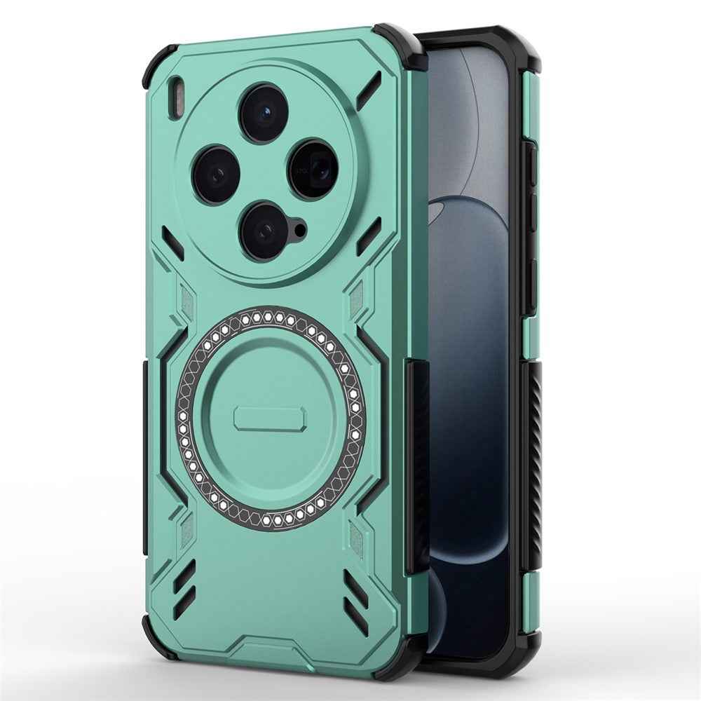 For vivo X300 5G Magnetic Case Butterfly Armor Hollow Heat Dissipation PC + TPU Phone Cover - Green