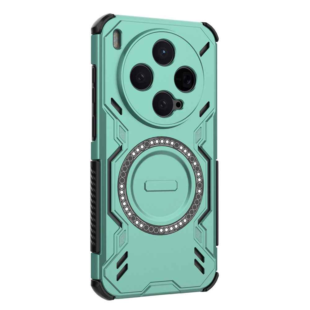 For vivo X300 5G Magnetic Case Butterfly Armor Hollow Heat Dissipation PC + TPU Phone Cover - Green