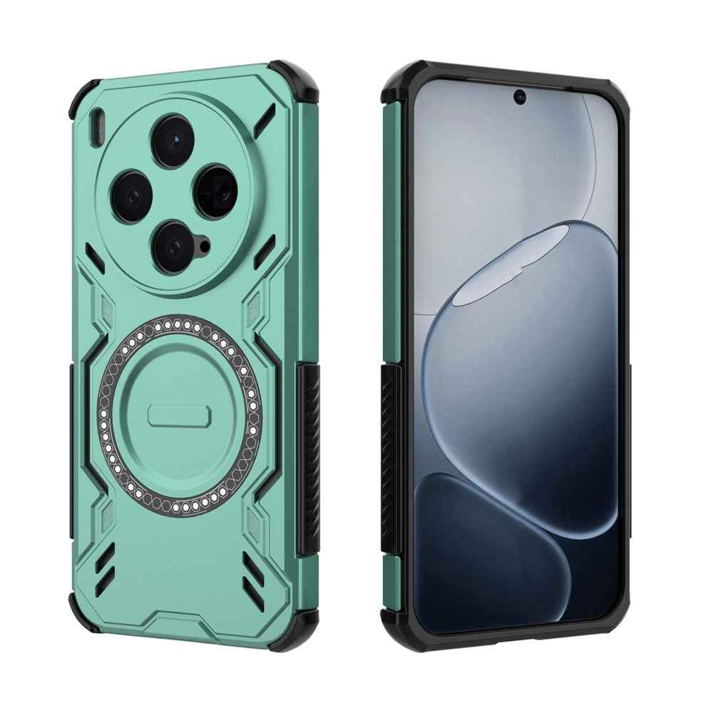 For vivo X300 5G Magnetic Case Butterfly Armor Hollow Heat Dissipation PC + TPU Phone Cover - Green