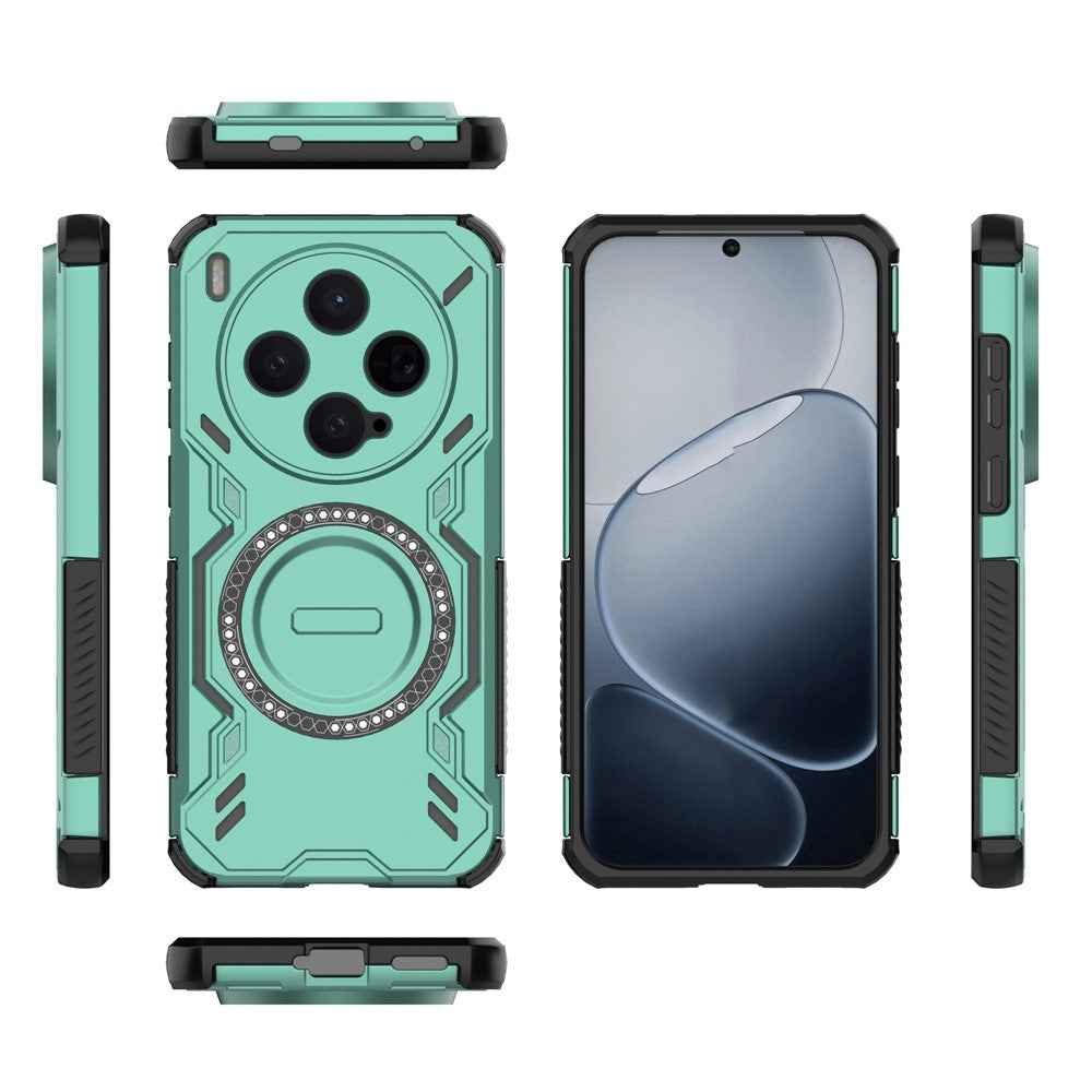 For vivo X300 5G Magnetic Case Butterfly Armor Hollow Heat Dissipation PC + TPU Phone Cover - Green
