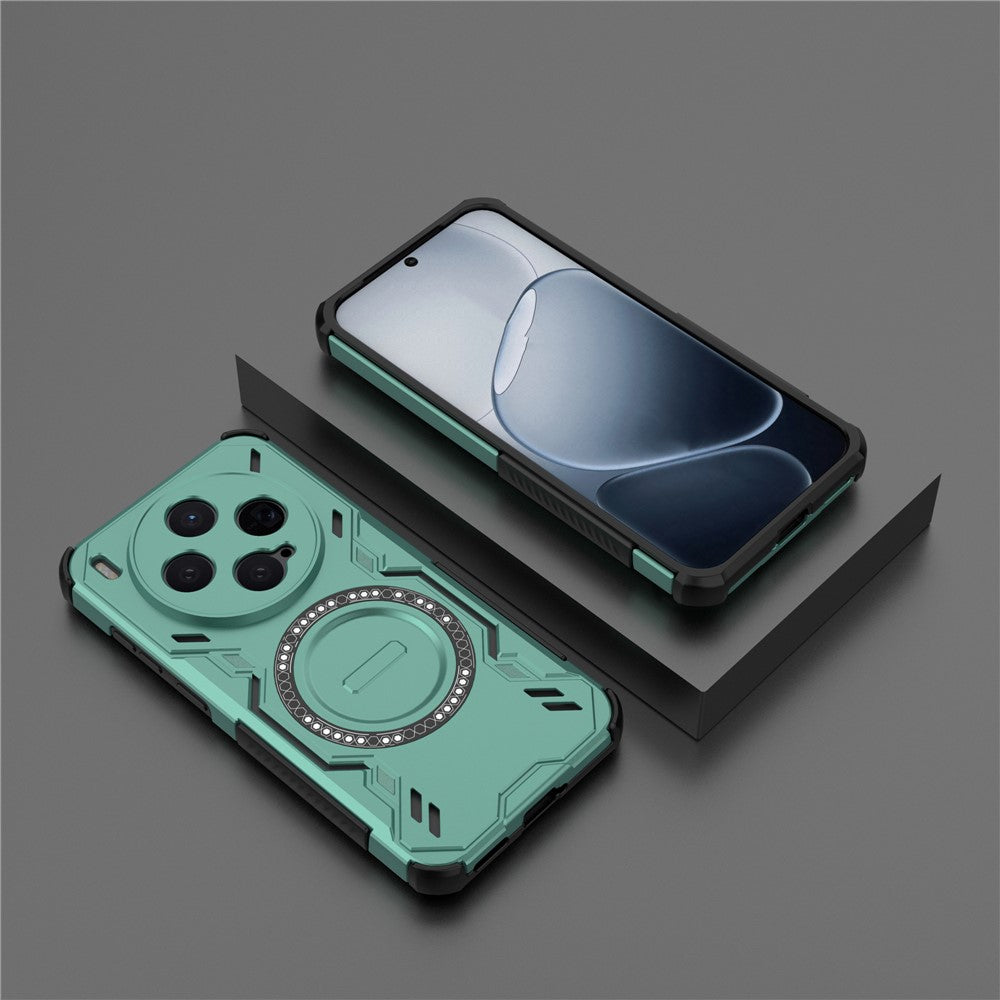 For vivo X300 5G Magnetic Case Butterfly Armor Hollow Heat Dissipation PC + TPU Phone Cover - Green
