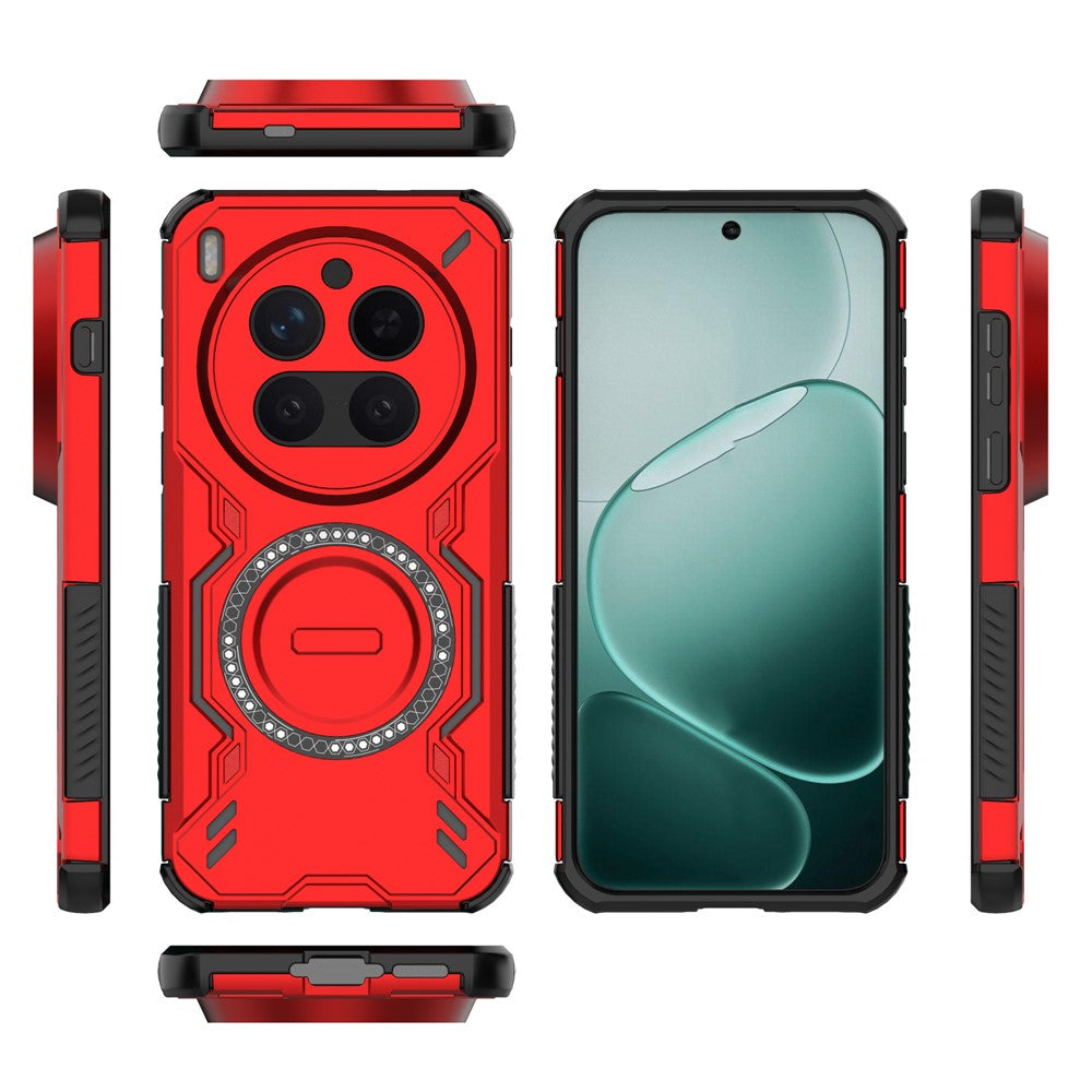 For vivo X300 Pro 5G Magnetic Case Butterfly Armor Hollow Heat Dissipation PC + TPU Phone Cover - Red