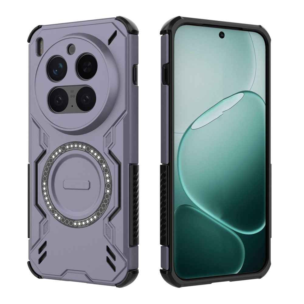For vivo X300 Pro 5G Magnetic Case Butterfly Armor Hollow Heat Dissipation PC + TPU Phone Cover - Purple
