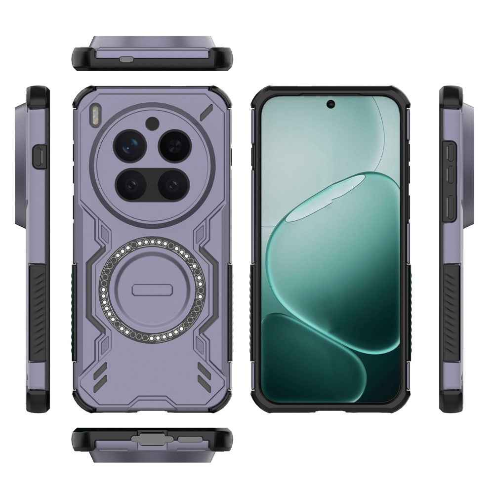 For vivo X300 Pro 5G Magnetic Case Butterfly Armor Hollow Heat Dissipation PC + TPU Phone Cover - Purple