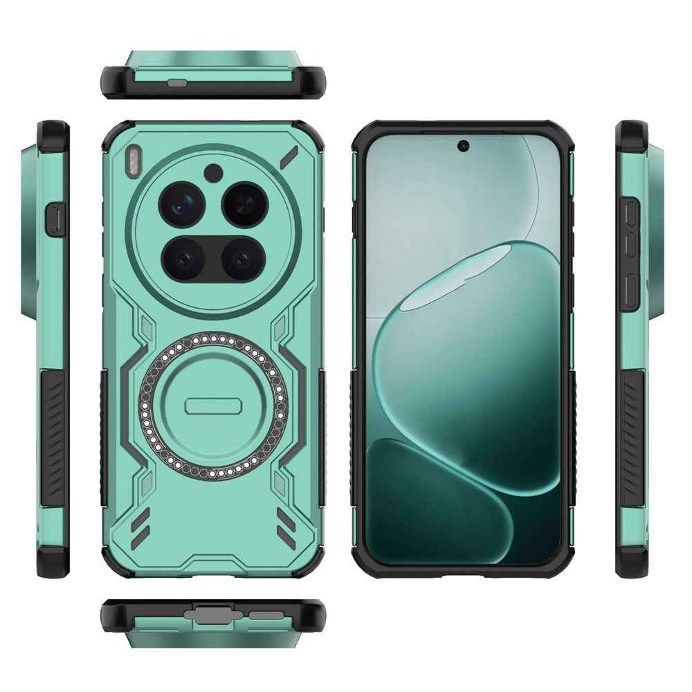For vivo X300 Pro 5G Magnetic Case Butterfly Armor Hollow Heat Dissipation PC + TPU Phone Cover - Green