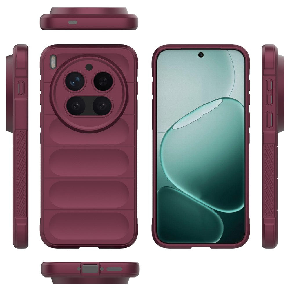 For vivo X300 Pro 5G Case Anti-Drop Soft TPU Rugged Phone Back Cover - Wine Red