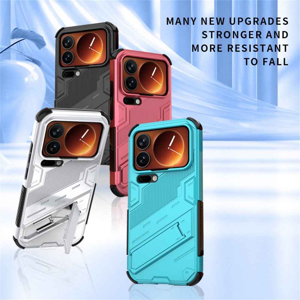 For Xiaomi 17 Pro Case PC + TPU Shockproof Phone Cover with Kickstand - White