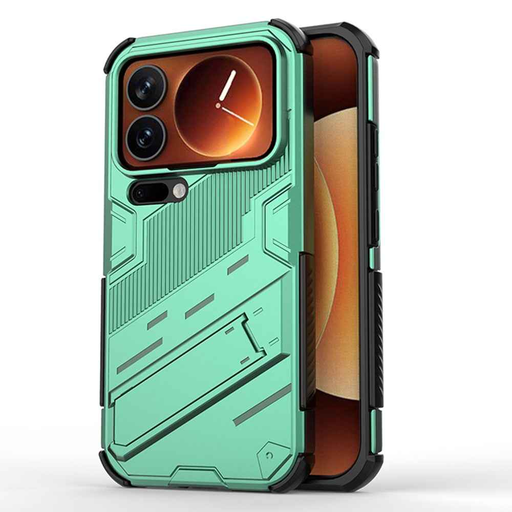 For Xiaomi 17 Pro Case PC + TPU Shockproof Phone Cover with Kickstand - Green
