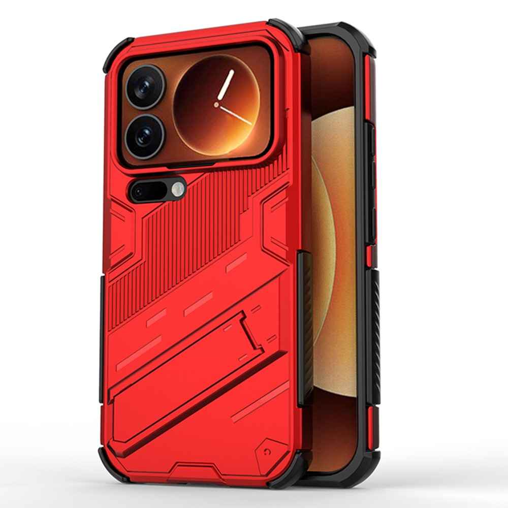 For Xiaomi 17 Pro Case PC + TPU Shockproof Phone Cover with Kickstand - Red