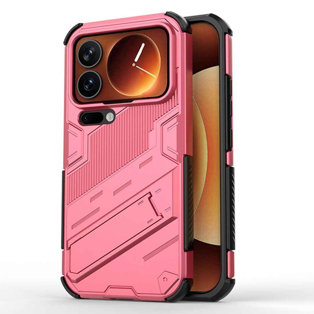 For Xiaomi 17 Pro Case PC + TPU Shockproof Phone Cover with Kickstand - Rose