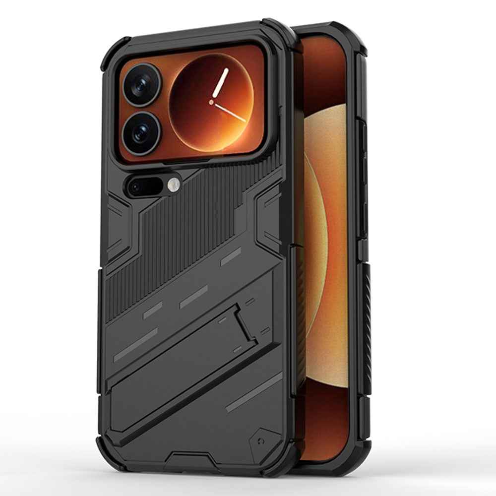 For Xiaomi 17 Pro Case PC + TPU Shockproof Phone Cover with Kickstand - Black