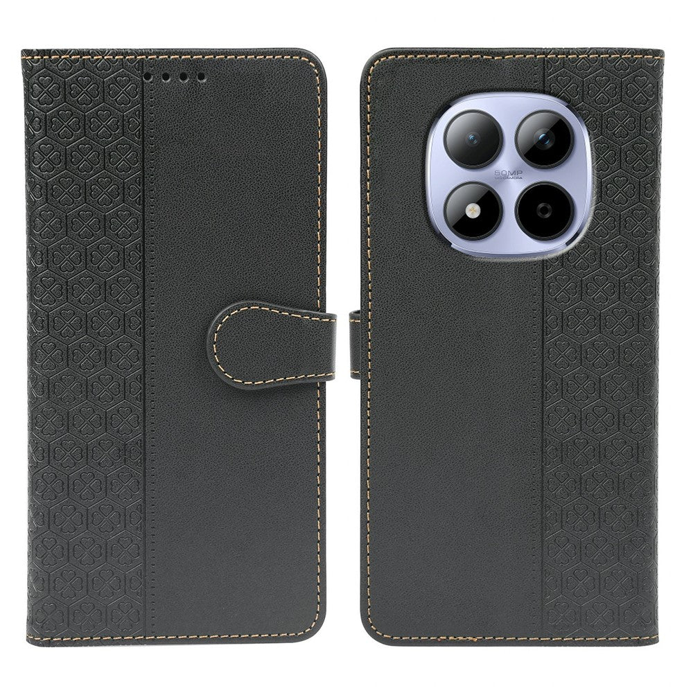 For Xiaomi Redmi Note 15 Pro 5G (Global) Case Magnetic Clasp Four Leaf Clover Leather Phone Cover - Black