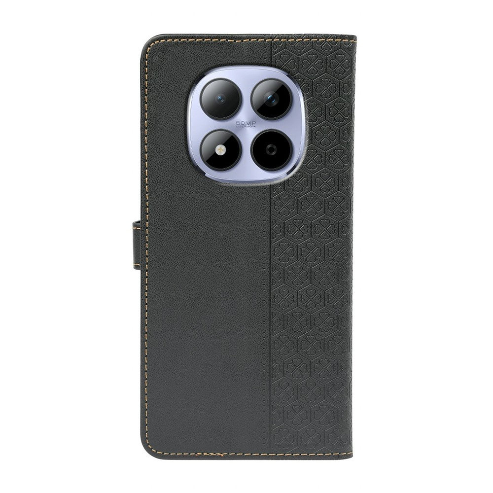 For Xiaomi Redmi Note 15 Pro 5G (Global) Case Magnetic Clasp Four Leaf Clover Leather Phone Cover - Black