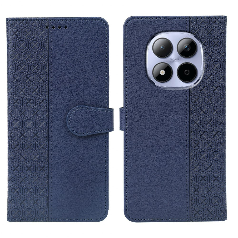 For Xiaomi Redmi Note 15 Pro 5G (Global) Case Magnetic Clasp Four Leaf Clover Leather Phone Cover - Blue