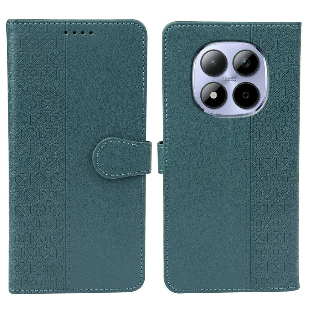 For Xiaomi Redmi Note 15 Pro 5G (Global) Case Magnetic Clasp Four Leaf Clover Leather Phone Cover - Green