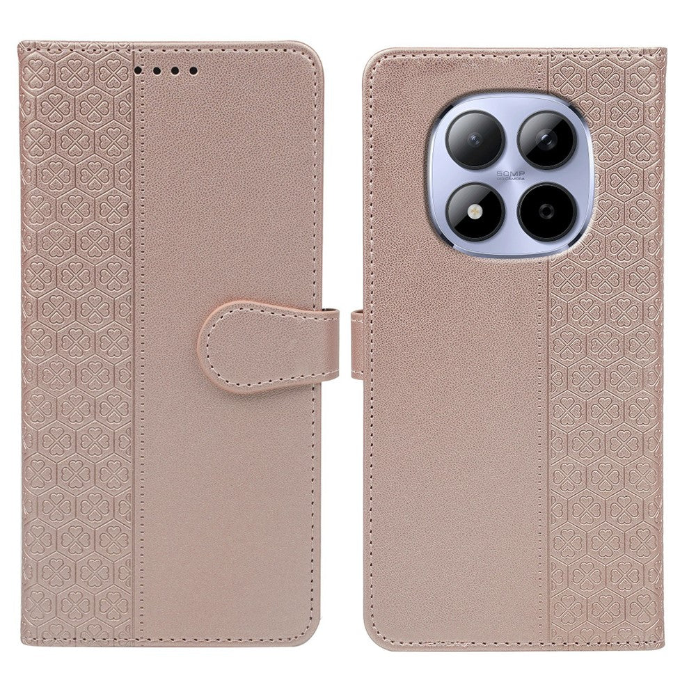 For Xiaomi Redmi Note 15 Pro 5G (Global) Case Magnetic Clasp Four Leaf Clover Leather Phone Cover - Rose Gold