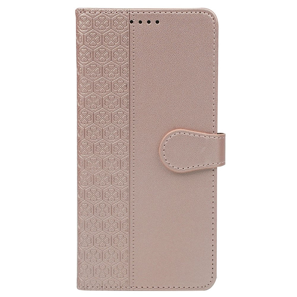 For Xiaomi Redmi Note 15 Pro 5G (Global) Case Magnetic Clasp Four Leaf Clover Leather Phone Cover - Rose Gold