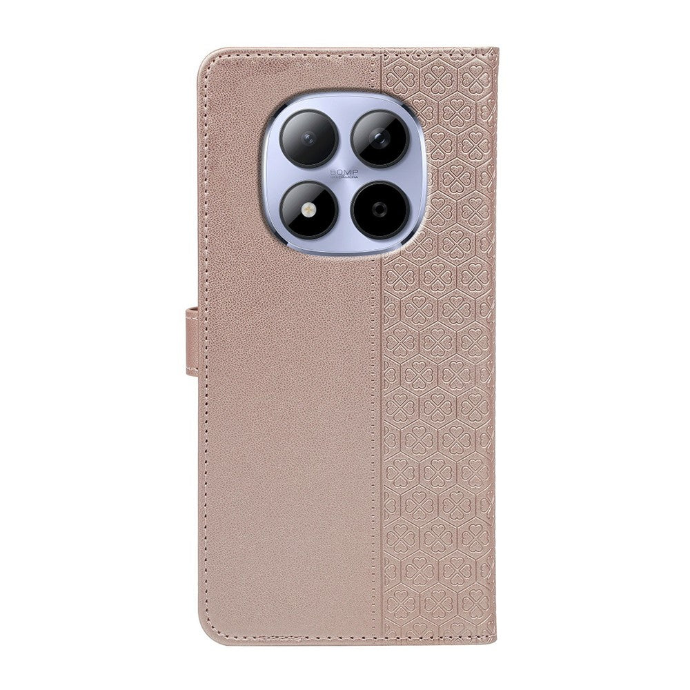For Xiaomi Redmi Note 15 Pro 5G (Global) Case Magnetic Clasp Four Leaf Clover Leather Phone Cover - Rose Gold