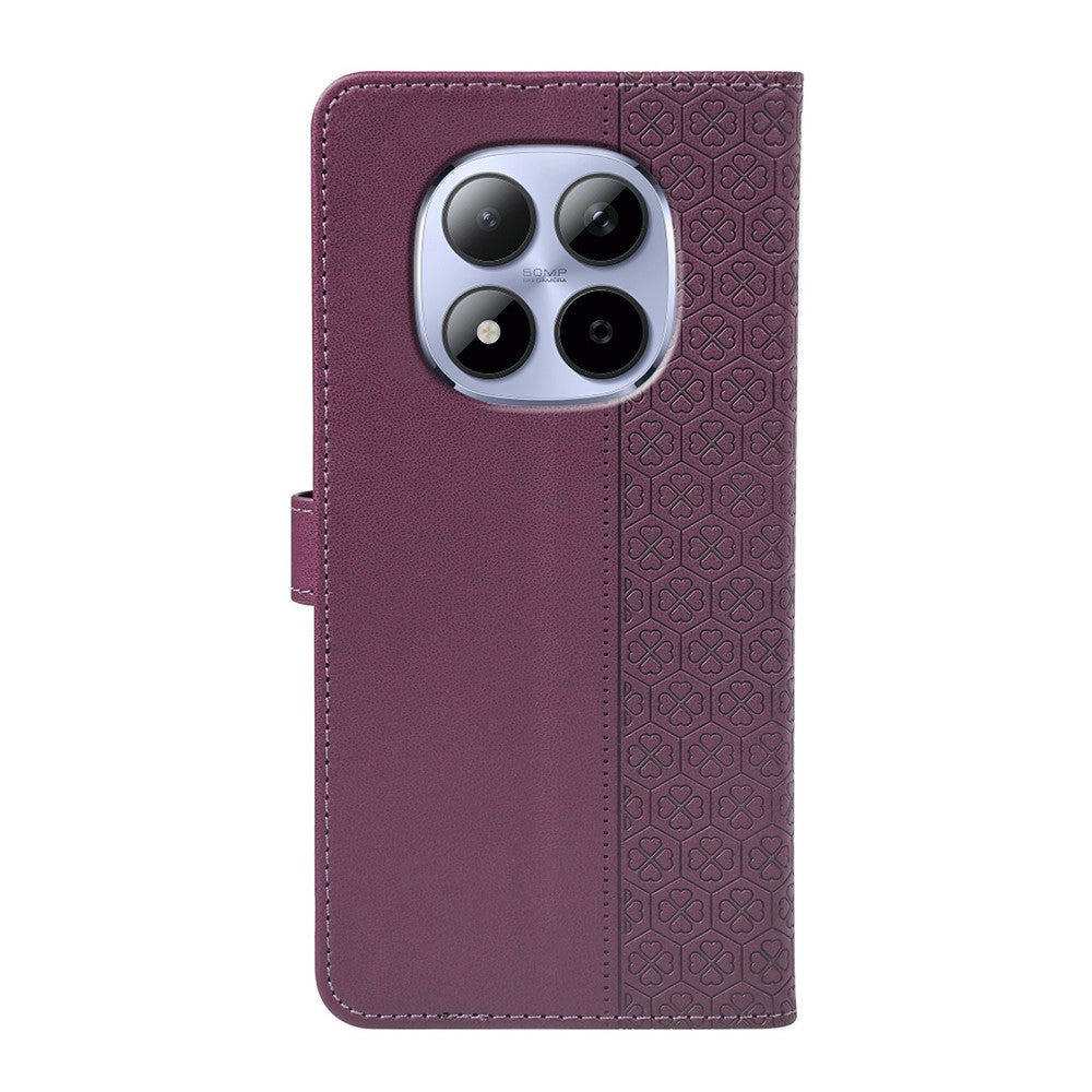 For Xiaomi Redmi Note 15 Pro 5G (Global) Case Magnetic Clasp Four Leaf Clover Leather Phone Cover - Dark Purple